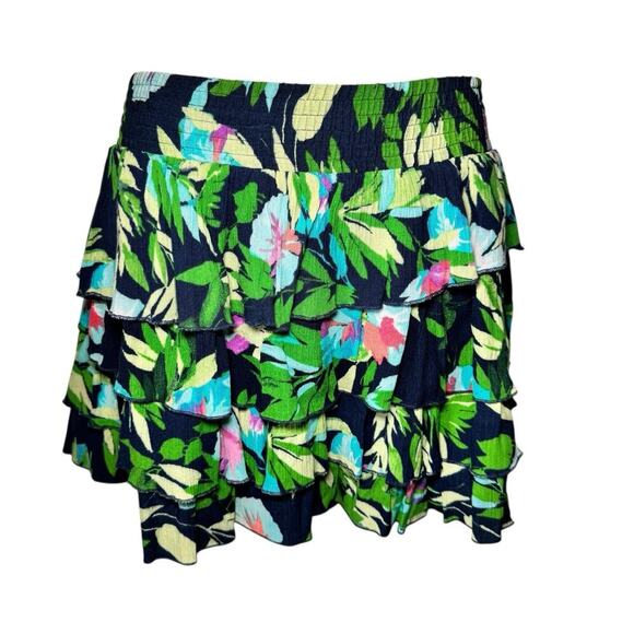 Aéropostale Floral Tiered Ruffle Skirt Flowy Tropical Beachy Mini Women’s Size M - Picture 2 of 6